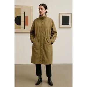 OAK + FORT Oversized Utility Coat Khaki, Minimalist Modern Size Small Oversized